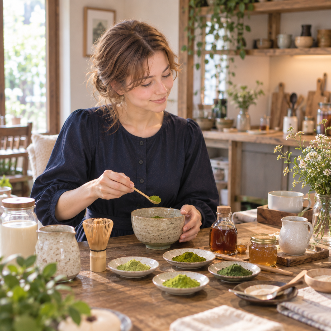 Exploring matcha cultivars with maple syrup and Manuka honey at home