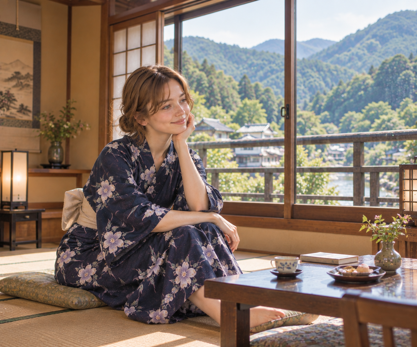 Strolling gently in the sunshine of an old onsen street