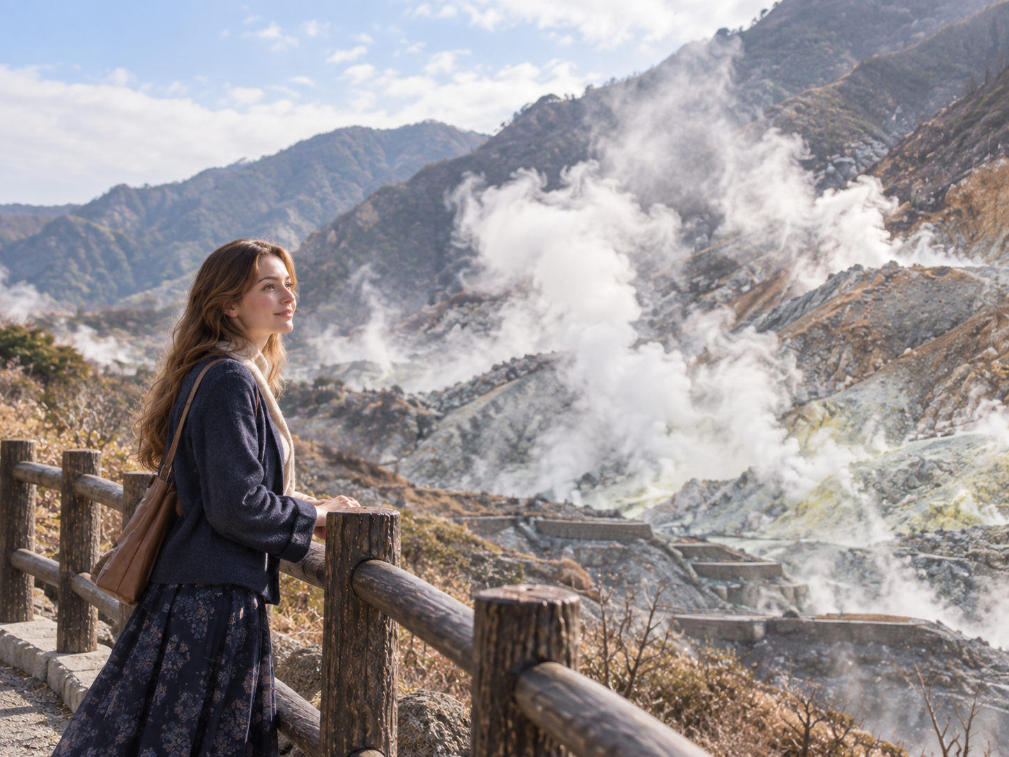 Sweeping panoramic ridges of the Hakone caldera at dawn