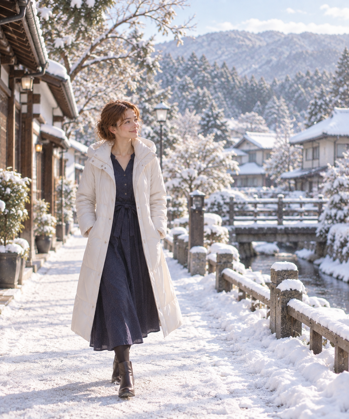 Winter quietude and snowy landscape in Tatsunokuchi Onsen