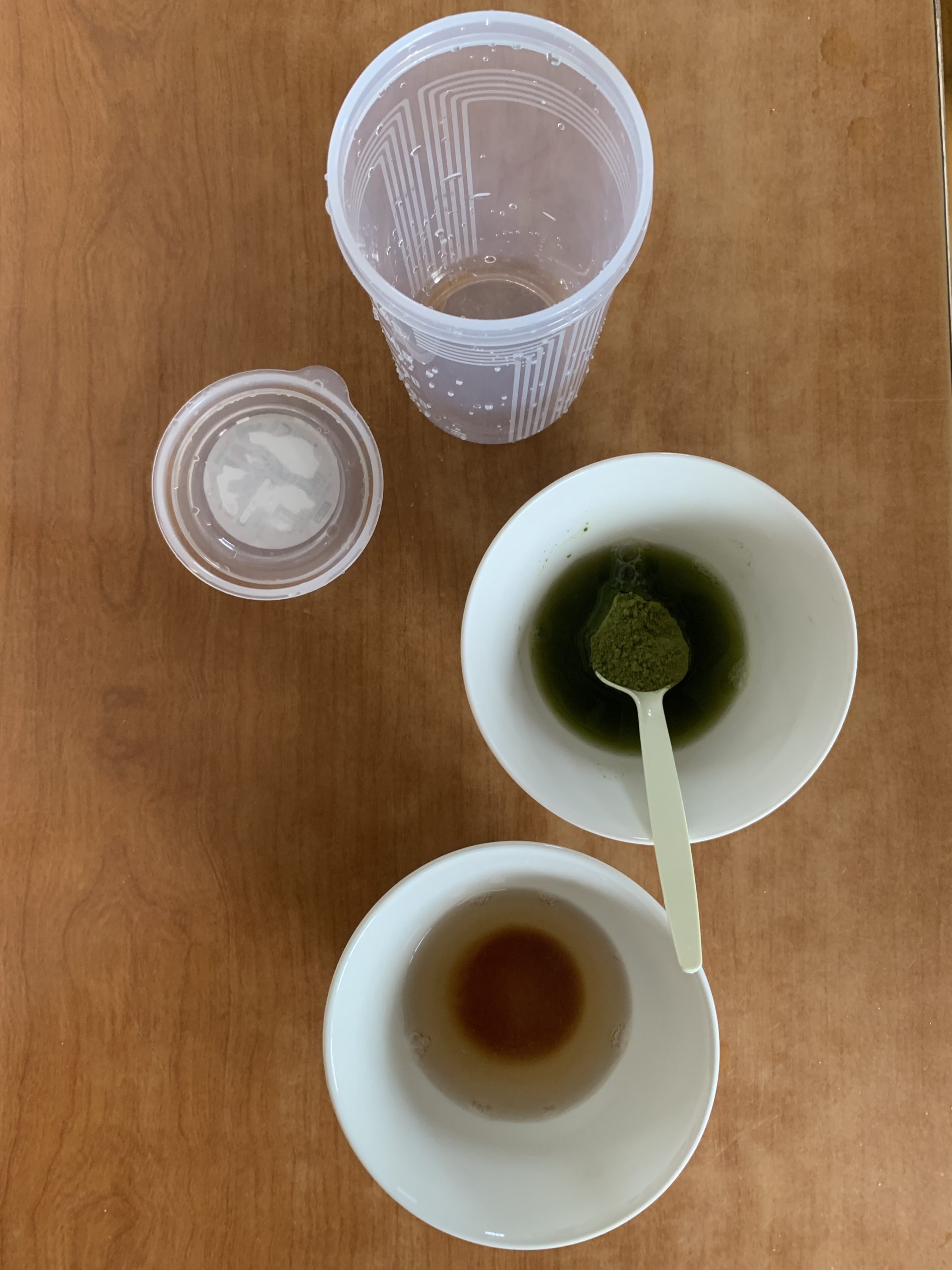 Dissolving the matcha paste base