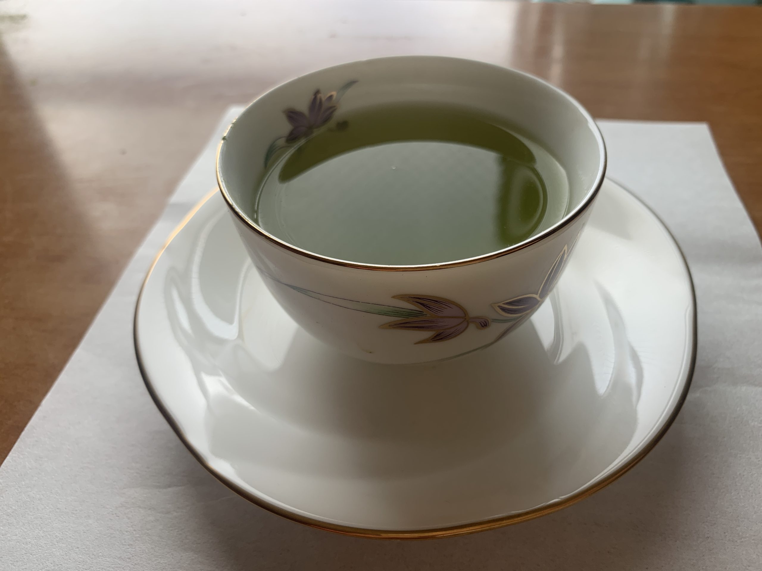 Enjoying a quiet cup of matcha at home